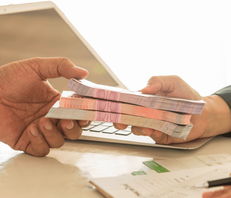 people exchanging cash